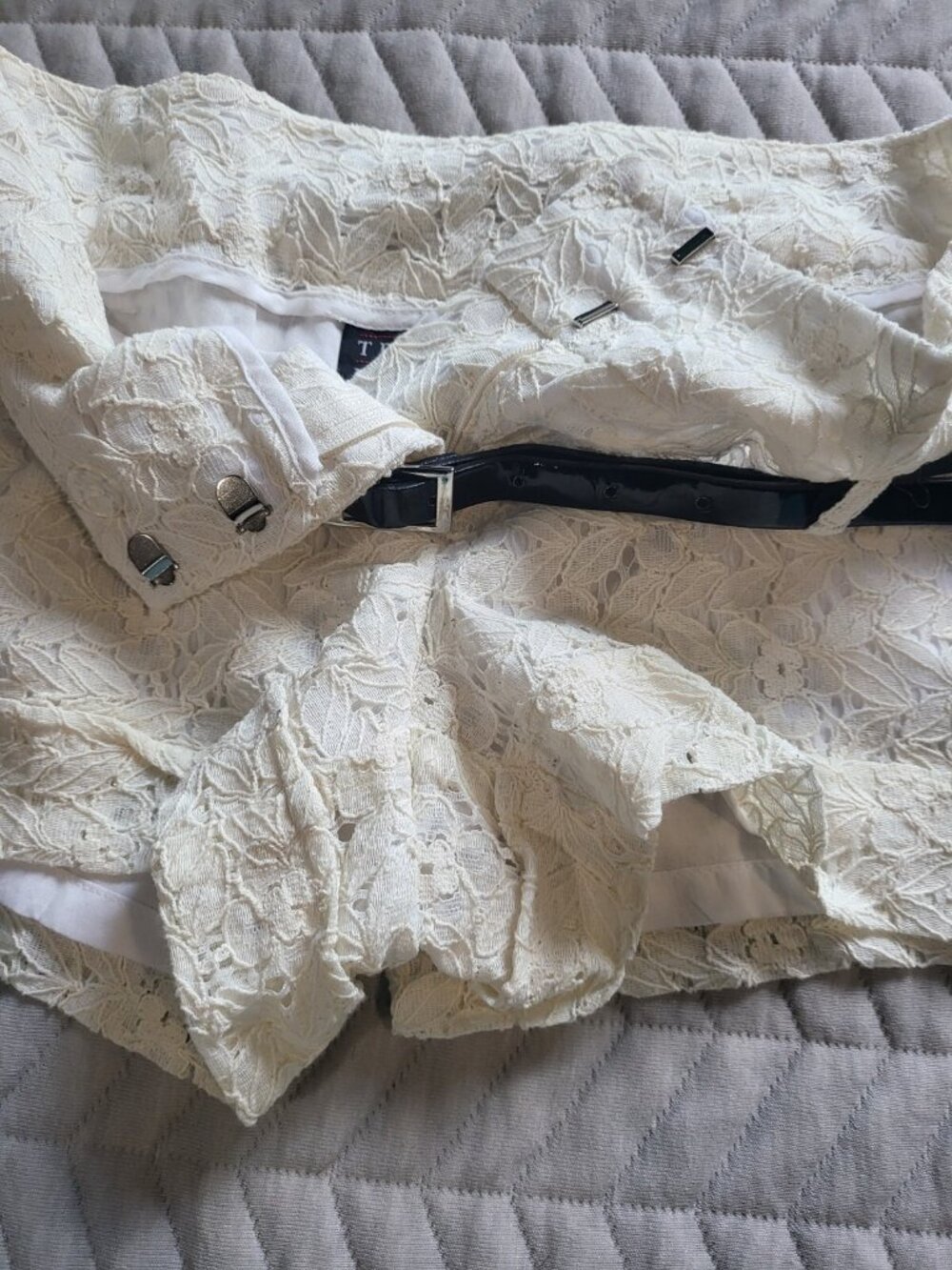 NWT Tracy Evans Lace Shorts Belt 5 Ivory Floral Belted Coquette Festival Y2K - Picture 5 of 9